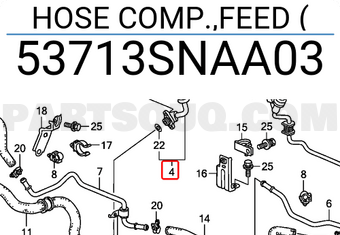 Honda 53713SNAA03 HOSE COMP.,FEED