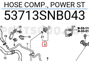 Honda 53713SNB043 HOSE COMP., POWER ST