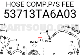Honda 53713TA6A03 HOSE COMP,P/S FEE