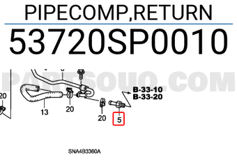 Honda 53720SP0010 PIPECOMP,RETURN