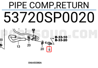 Honda 53720SP0020 PIPE COMP,RETURN