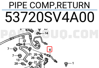 Honda 53720SV4A00 PIPE COMP,RETURN