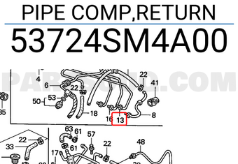 Honda 53724SM4A00 PIPE COMP,RETURN