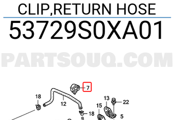 Honda 53729S0XA01 CLIP,RETURN HOSE