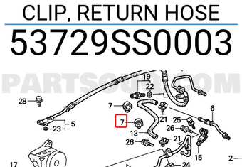 Honda 53729SS0003 CLIP, RETURN HOSE