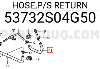 Honda 53732S04G50 HOSE,P/S RETURN