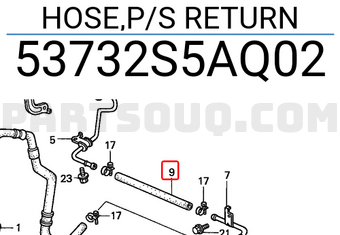 Honda 53732S5AQ02 HOSE,P/S RETURN