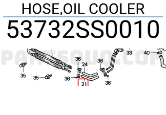 Honda 53732SS0010 HOSE,OIL COOLER