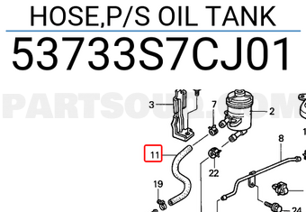 Honda 53733S7CJ01 HOSE,P/S OIL TANK
