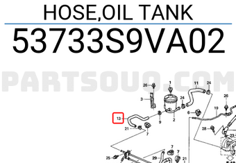 Honda 53733S9VA02 HOSE,OIL TANK