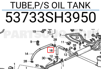 Honda 53733SH3950 TUBE,P/S OIL TANK