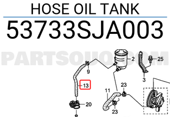 Honda 53733SJA003 HOSE OIL TANK