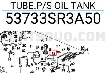 Honda 53733SR3A50 TUBE.P/S OIL TANK