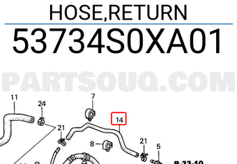 Honda 53734S0XA01 HOSE,RETURN