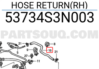Honda 53734S3N003 HOSE RETURN(RH)