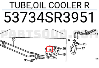 Honda 53734SR3951 TUBE,OIL COOLER R