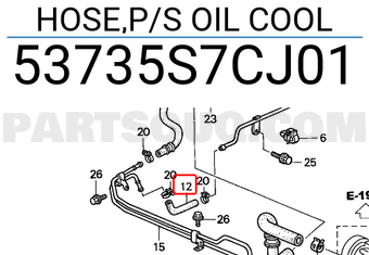 Honda 53735S7CJ01 HOSE,P/S OIL COOL