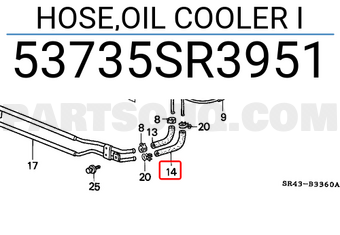 Honda 53735SR3951 HOSE,OIL COOLER I