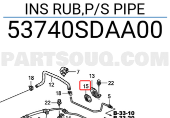 Honda 53740SDAA00 INS RUB,P/S PIPE