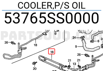 Honda 53765SS0000 COOLER,P/S OIL