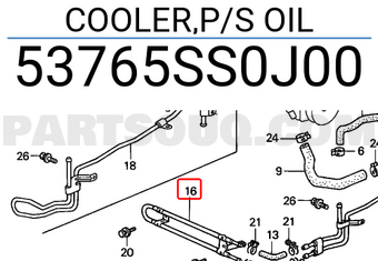 Honda 53765SS0J00 COOLER,P/S OIL