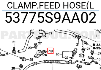 Honda 53775S9AA02 CLAMP,FEED HOSE(L