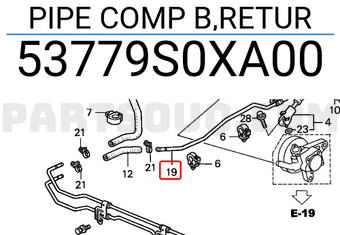 Honda 53779S0XA00 PIPE COMP B,RETUR
