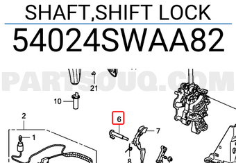 Honda 54024SWAA82 SHAFT,SHIFT LOCK