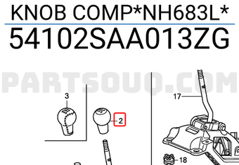 Honda 54102SAA013ZG KNOB COMP*NH683L*
