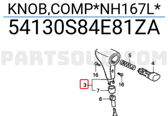 Honda 54130S84E81ZA KNOB,COMP*NH167L*