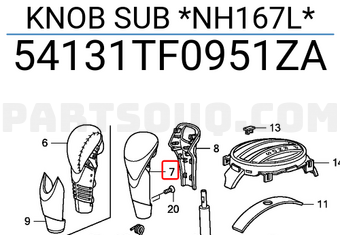 Honda 54131TF0951ZA KNOB SUB *NH167L*