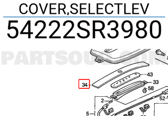 Honda 54222SR3980 COVER,SELECTLEV