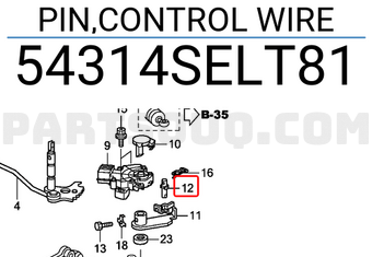 Honda 54314SELT81 PIN,CONTROL WIRE