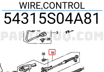 Honda 54315S04A81 WIRE,CONTROL