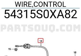 Honda 54315S0XA82 WIRE,CONTROL