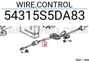 Honda 54315S5DA83 WIRE,CONTROL