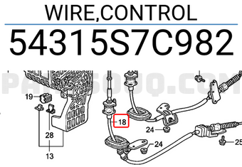 Honda 54315S7C982 WIRE,CONTROL