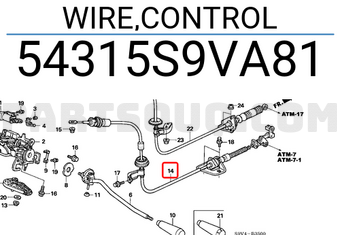 Honda 54315S9VA81 WIRE,CONTROL
