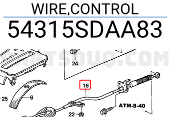 Honda 54315SDAA83 WIRE,CONTROL