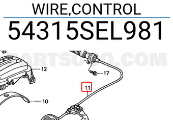 Honda 54315SEL981 WIRE,CONTROL