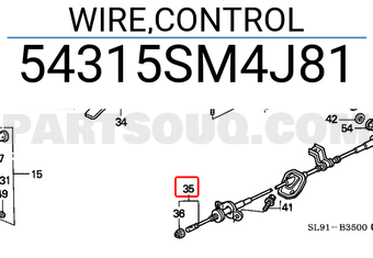 Honda 54315SM4J81 WIRE,CONTROL