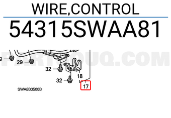 Honda 54315SWAA81 WIRE,CONTROL
