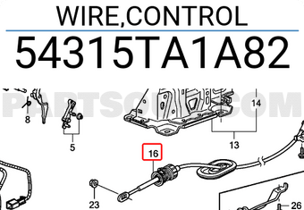 Honda 54315TA1A82 WIRE,CONTROL