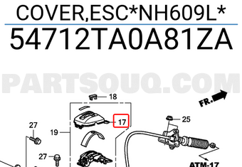 Honda 54712TA0A81ZA COVER,ESC*NH609L*