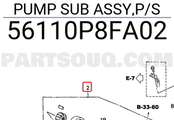 Honda 56110P8FA02 PUMP SUB ASSY,P/S