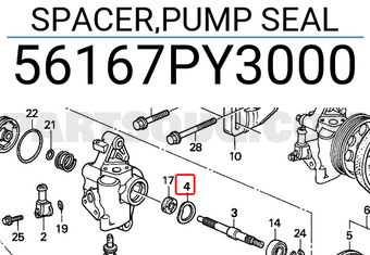 Honda 56167PY3000 SPACER,PUMP SEAL