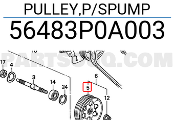 Honda 56483P0A003 PULLEY,P/SPUMP