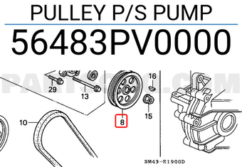Honda 56483PV0000 PULLEY P/S PUMP