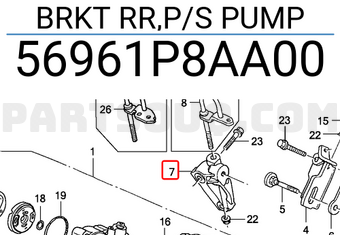 Honda 56961P8AA00 BRKT RR,P/S PUMP
