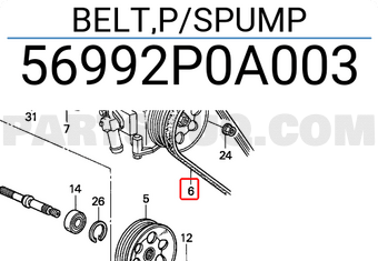 Honda 56992P0A003 BELT,P/SPUMP